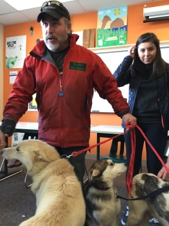 Scott Janssen and his sled dogs visiting our classroom at Service High.